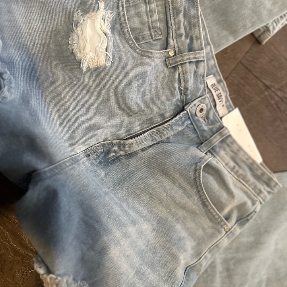 High Rise Light Blue Distressed Jeans - Picture 6 of 6